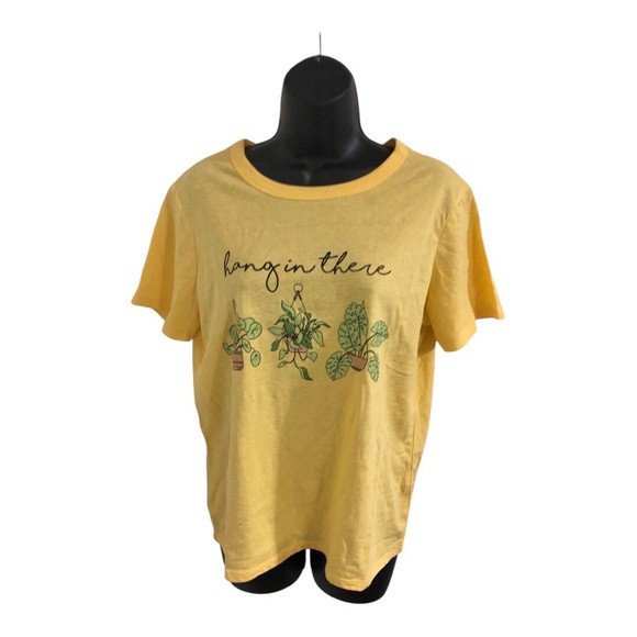 Yellow green plant and herbs hang in there graphic print t-shirt size small new - Picture 5 of 7